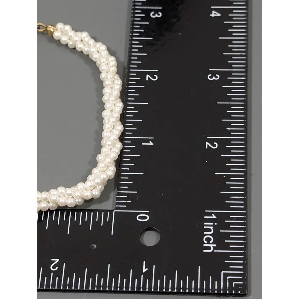 Vintage‎ White Faux Pearl Twist Multi Strand Classic Bracelet 7.5 inch